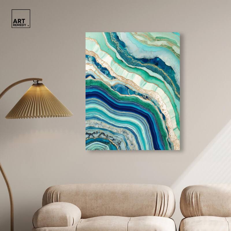 Blue Green Abstract Agate II Canvas by Art Remedy, Gallery Wrapped
