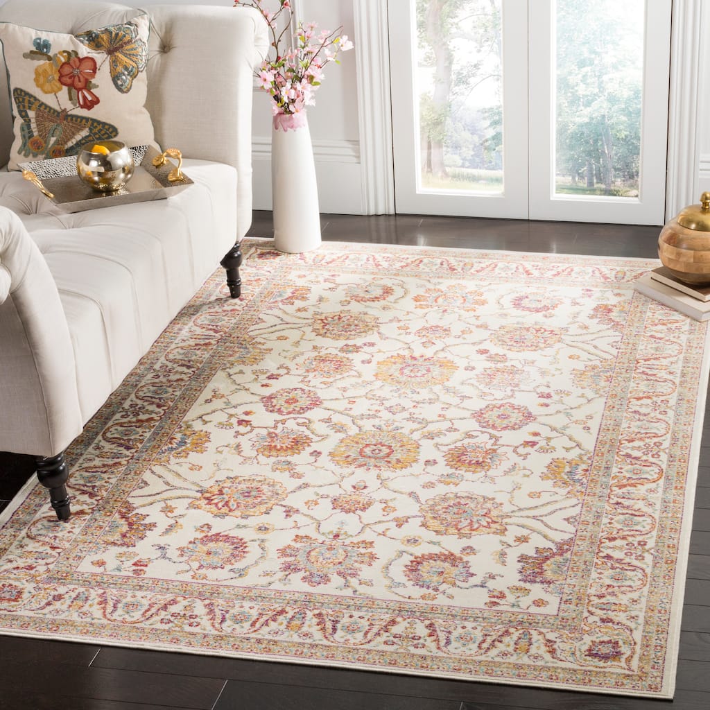 SAFAVIEH Sevilla Aqila Traditional Oriental Viscose Rug - Ivory/Multi - 4' x 5' 7"