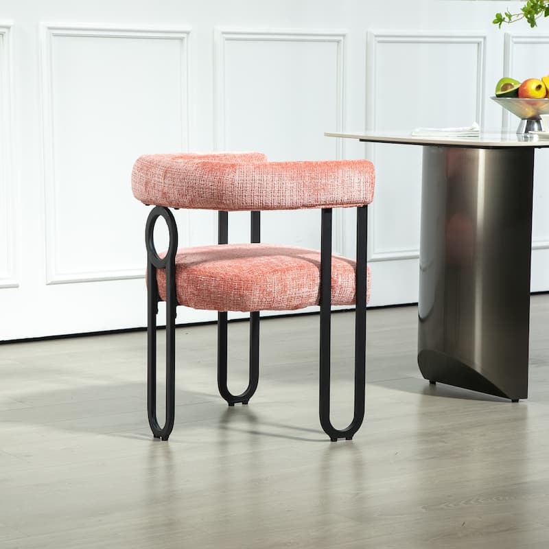 Contemporary Chenille Fabric Upholstered Accent/Dining Chair/Barrel Side Chairs Kitchen Armchair for Living Room set of 1