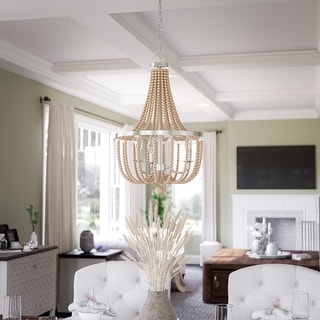 Francesca wood shop bead chandelier