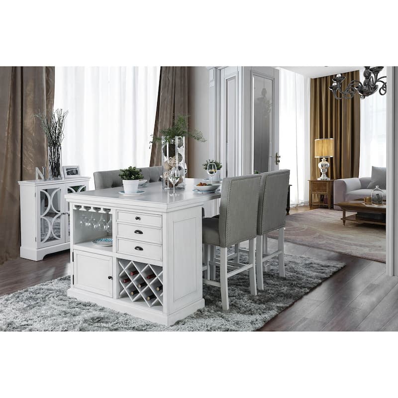 5 Piece Counter Height Dining Set in Antique White and Light Gray