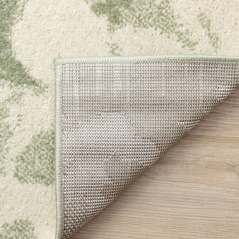 Ellis Collection - Floral Green Cream Area Rug