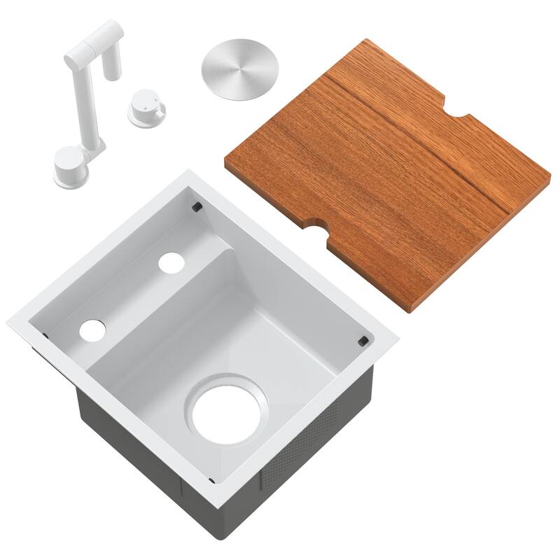 RV Sink with faucet and foldable tap - RV1315R7WT-WHITE