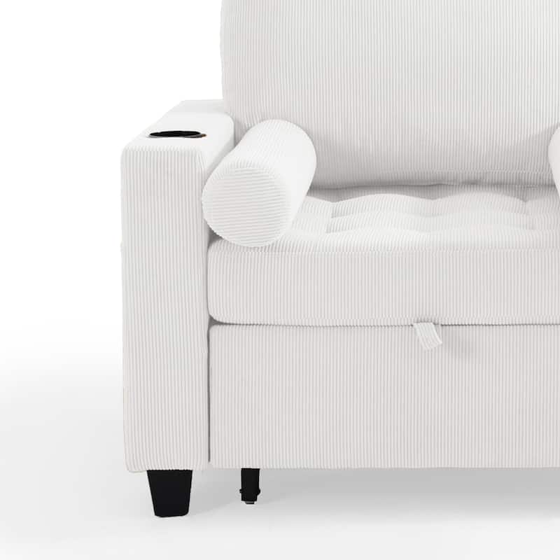 Corduroy Convertible Chair 3 in 1 Sleeper Sofa Chair Bed