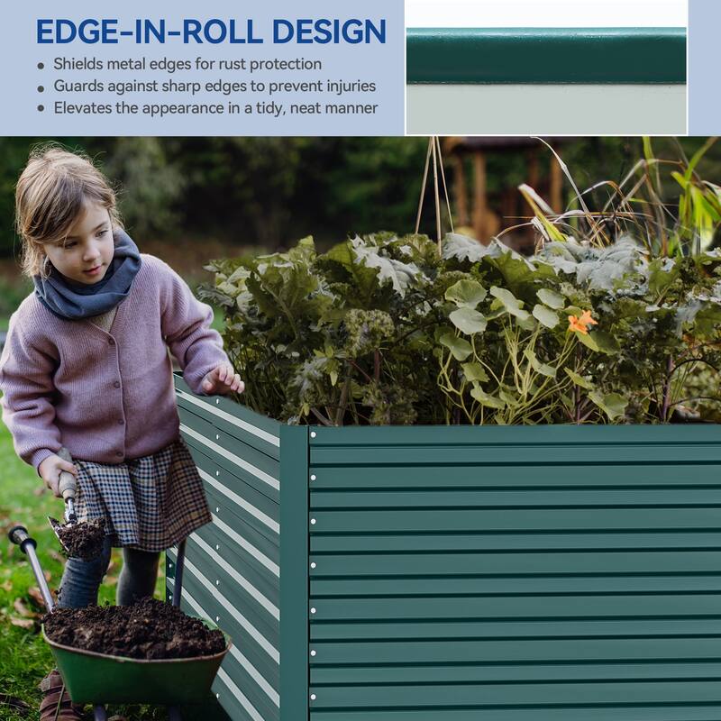 Moasis Outdoor Metal Raised Garden Bed with Gloves