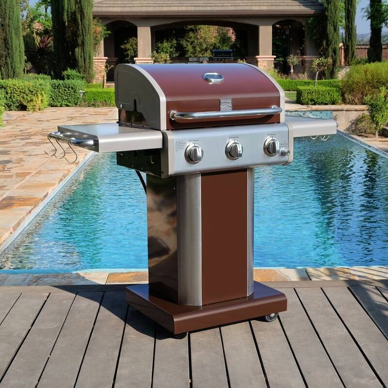 Kenmore 3-Burner Propane Gas Grill with Foldable Side Shelves