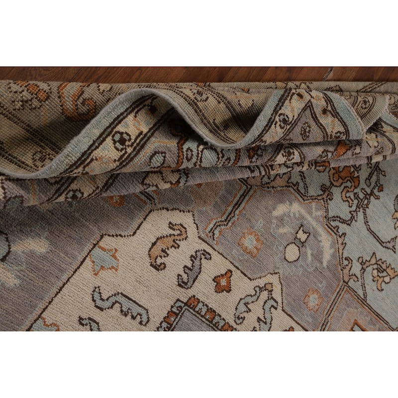 Light Blue Oushak Vegetable Dye Rug Hand-Knotted Oriental Wool Carpet - 8'5"x 10'2"