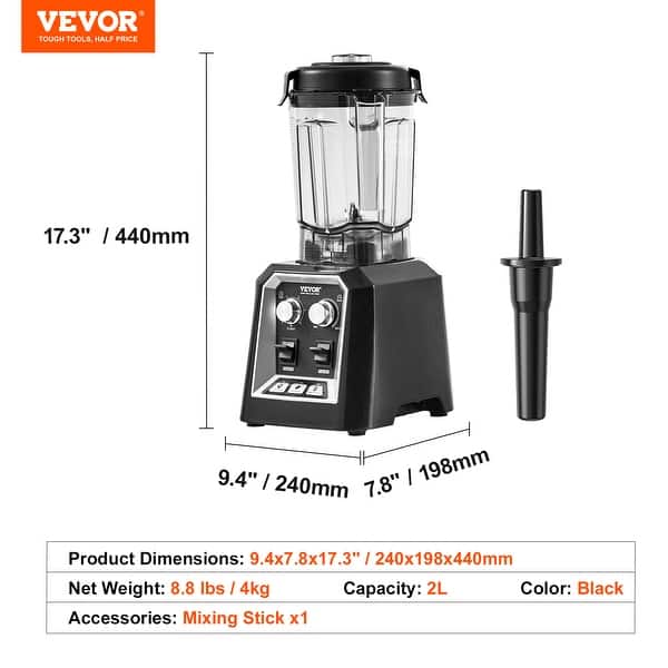 VEVOR Blender voor ijsdranken, 85 oz 1600 W, elektrische mixer met VEVOR Blender voor ijsdranken, 85 oz 1600 W, elektrische mixer met