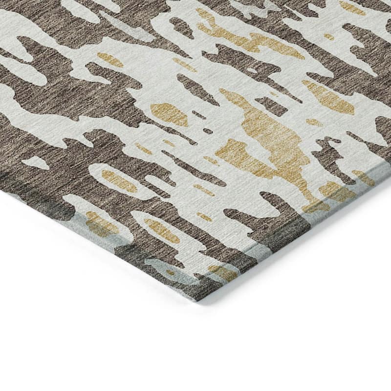 Machine Washable Indoor/ Outdoor Abstract Contemporary Chantille Rug