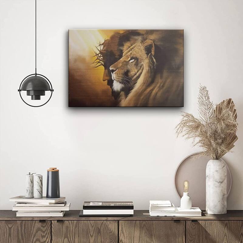 Jesus and Lion Canvas Wall Art Decor Picture