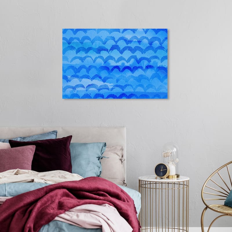 Wynwood Studio Canvas Abstract Lets Get Wavy Blue and Dark Blue Modern & Contemporary Wall Art Canvas Print - 24 x 36