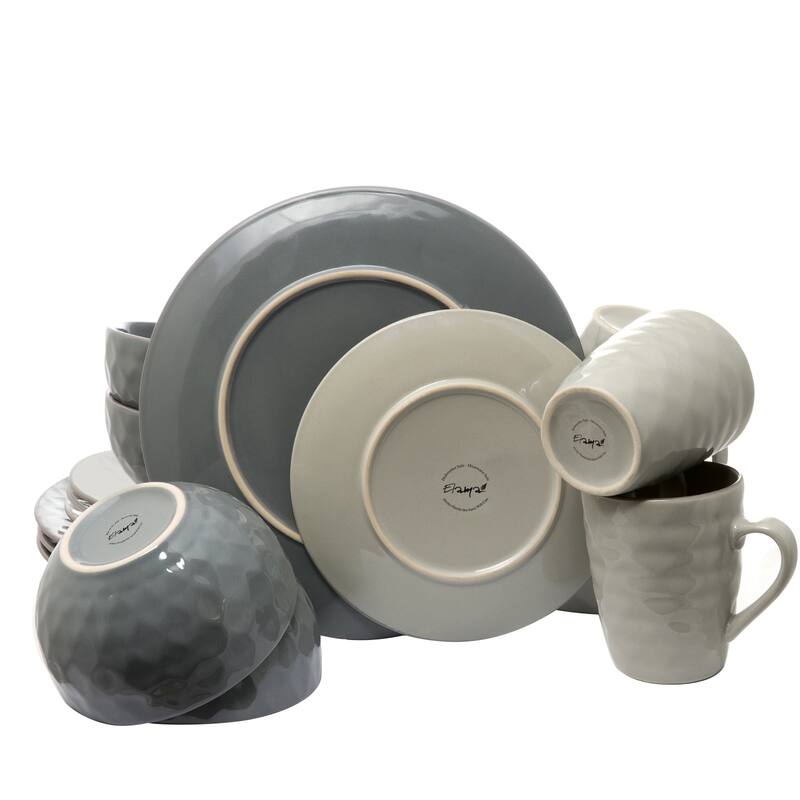 Elama Tahany Slate and Stone Pearl 16-piece Dinnerware Set