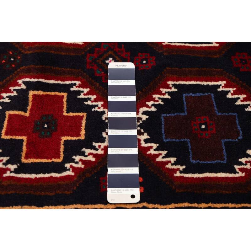 ECARPETGALLERY Hand-knotted Teimani Dark Navy, Red Wool Rug - 3'3 x 6'0