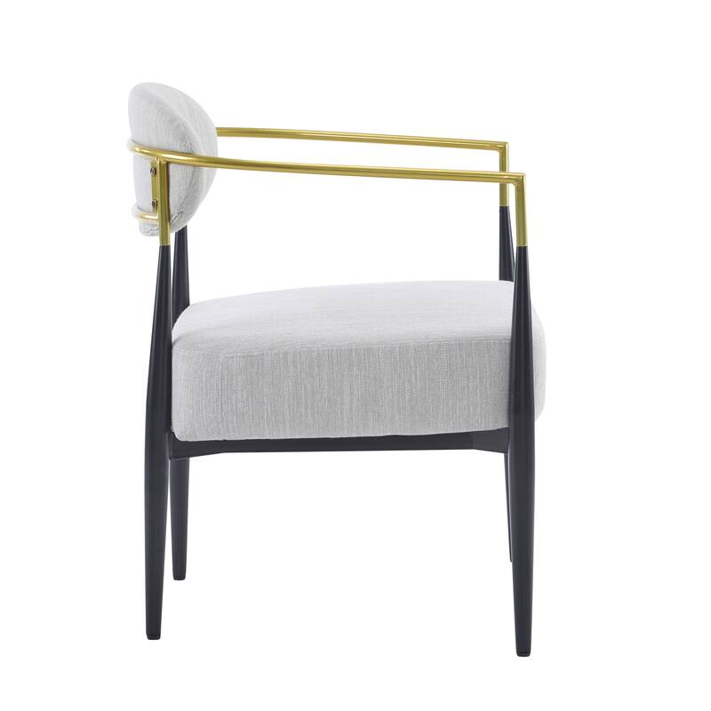 Roomfitters Mid-Century Modern Upholstered Accent Armchair with Metal Frame