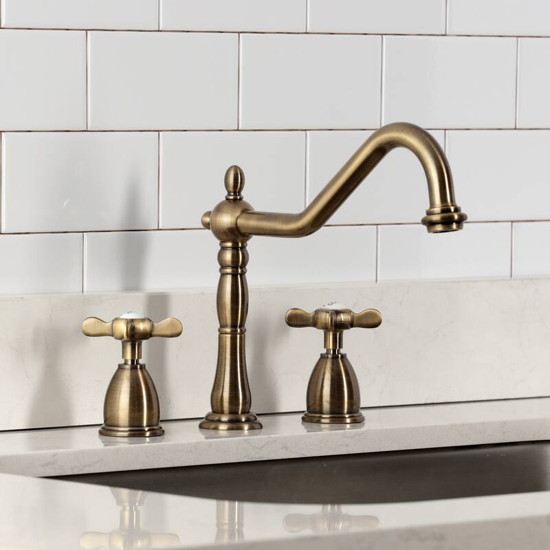 Kingston Brass Essex Double-Handle Wall-Mount Pre-Rinse Bridge Kitchen Faucet