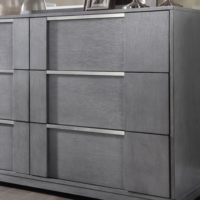Furniture of America Tona Contemporary 6-Piece Grey Wood Storage Platform Bedroom Set with LED Lights