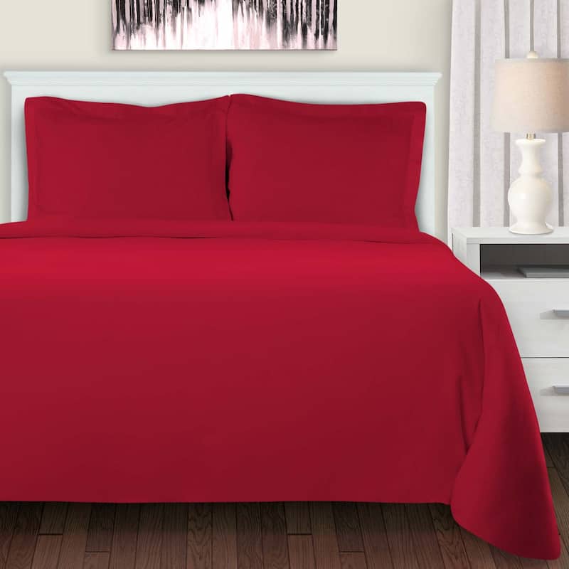 Superior Classic Solid Flannel Cotton Duvet Cover Set - Burgundy - King - Cal King