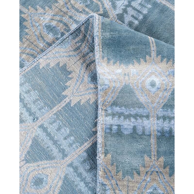 Ikat One-of-a-Kind Hand-Knotted Area Rug, Gray - 8' 1" x 10' 3"