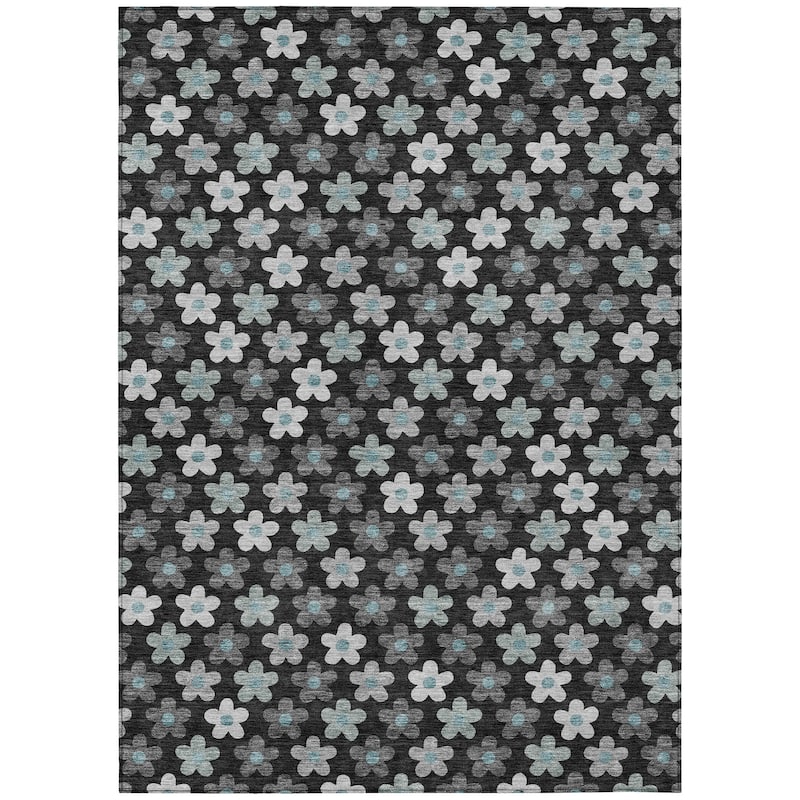 Machine Washable Indoor/ Outdoor Floral Kechi Chantille Rug