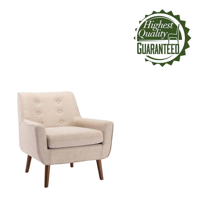 Porthos Home Pola Accent Chair, Tufted Fabric Upholstery, Wooden Legs