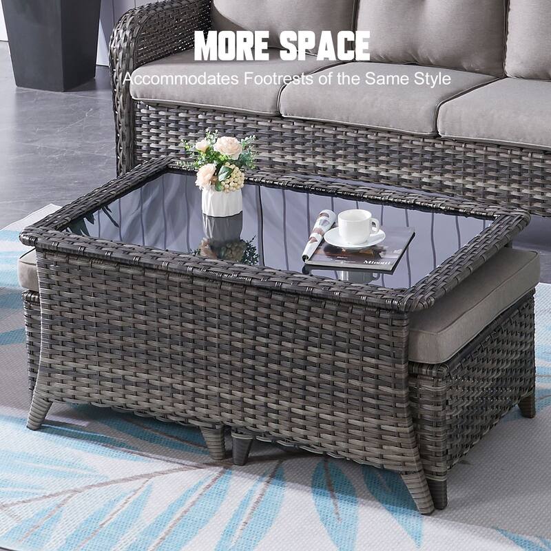 Elegant Wicker Outdoor Coffee Table with Storage