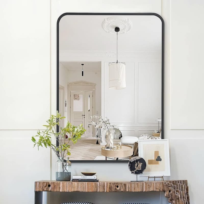 Bathroom Mirror for Over Sink Wall Mirror Metal Frame Rounded Rectangular Vanity Mirrors for Bedroom Living Room Entryway Decor - 22" x 30" - Black