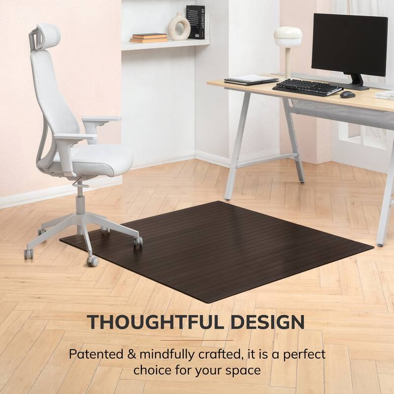 Jani Eco Bamboo Roll-Up Rectangular Chair Mat - Durable and Eco-Friendly Floor Protector