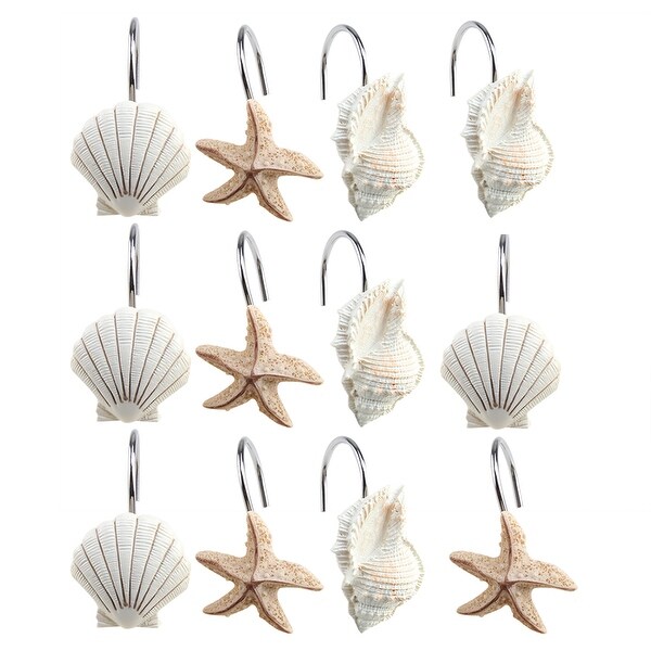 AGPtek 12PCS Shower Curtain Hooks Bathroom Home Fashions Seashell Anti Rust Decorative Resin Hooks - S. Opens flyout.