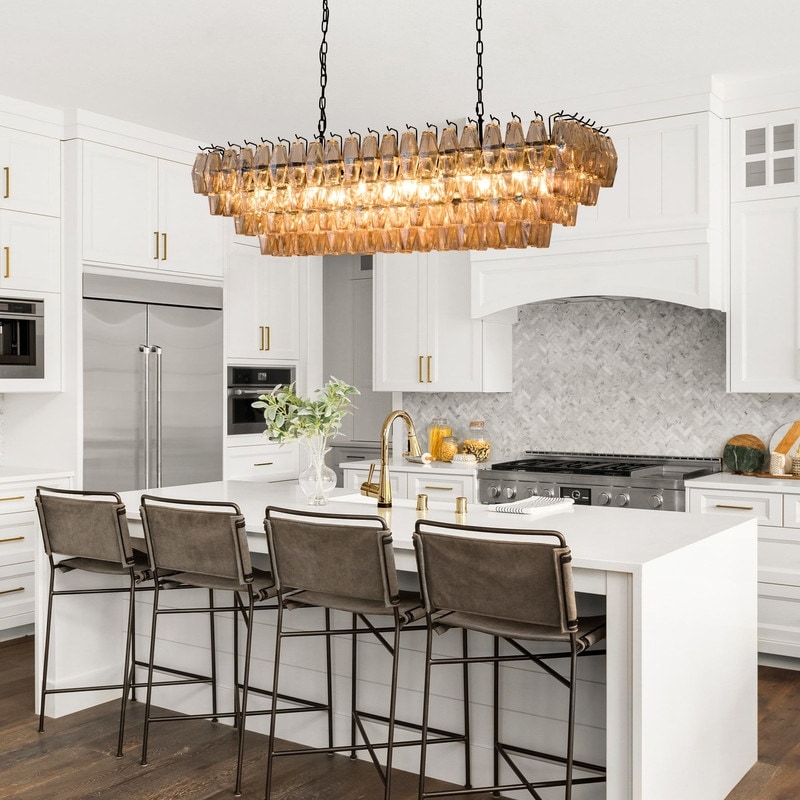 KAYLA 37in Modern Extra Large Gold/Black Chandeliers - On Sale