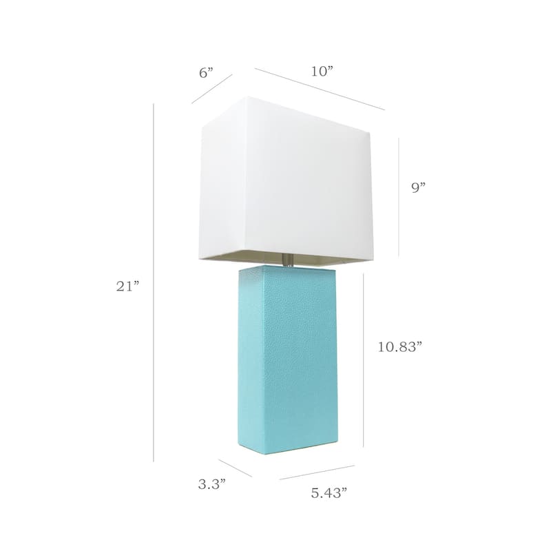 21 in. Aqua Finish Table Lamp with White Shade, Sturdy Table Lamp for Living Rooms and Bedrooms, Set of 2