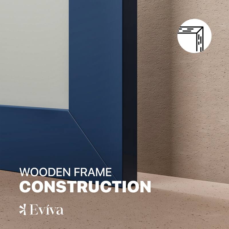 Eviva Acclaim 60" x 30" Rectangular Blue Wooden Framed Mirror