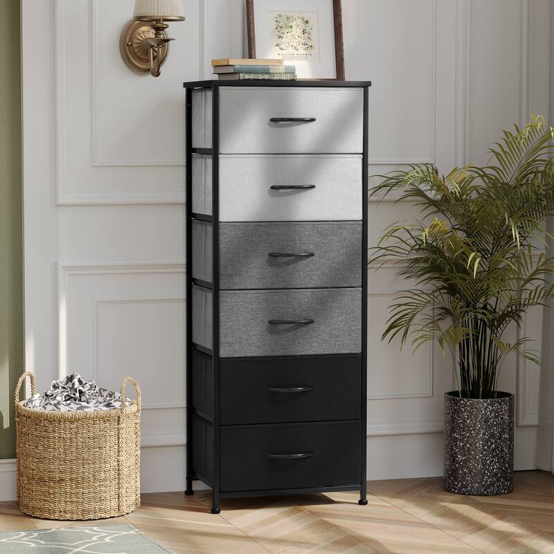 Pellebant 6 Drawers Vertical Storage Tower - Grey & Black