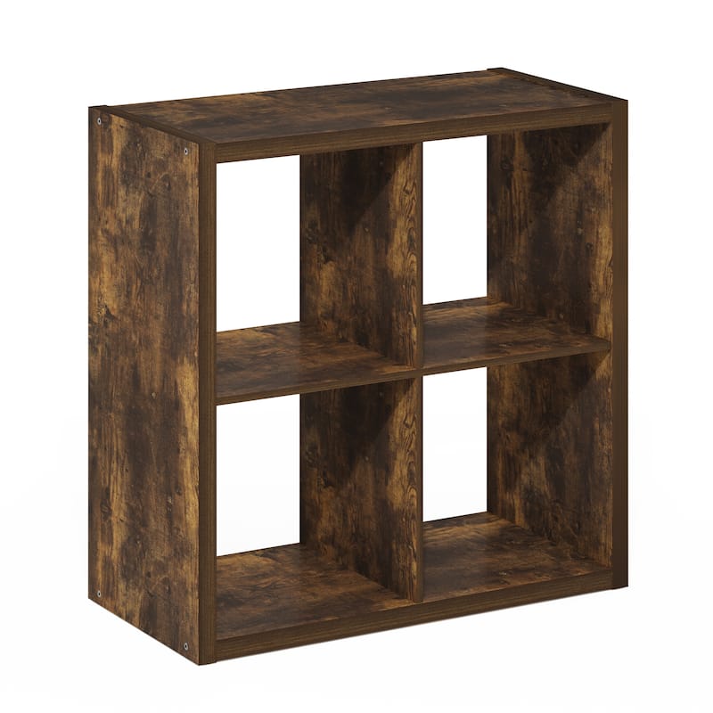 Furinno Cubicle Open Back Decorative Cube Storage Organizer, 4-Cube - Amber Pine
