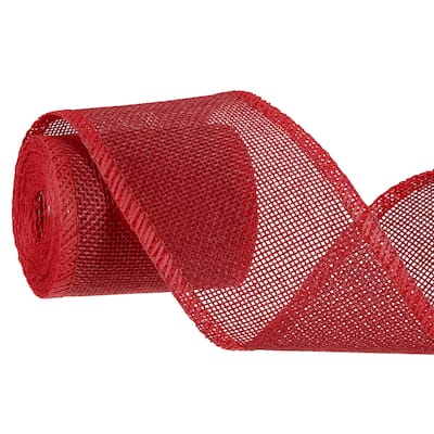Burlap Wired Ribbons, 2.4inch x 3yards Natural Burlap Weave Ribbon