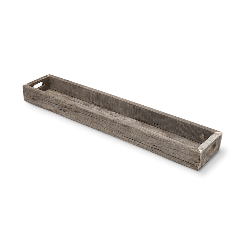 HomeRoots Large Natural Brown Reclaimed Wood With Grains And Knots Highlight Tray