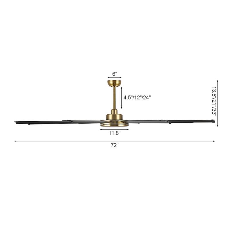 WINGBO 64" and 72" and 80" and 96" Indoor Ceiling Fan with LED Light and Remote