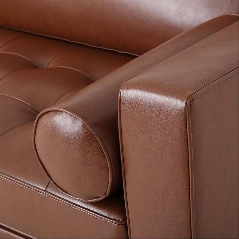 3 Seat PU Sofa with Wooden Frame and Legs