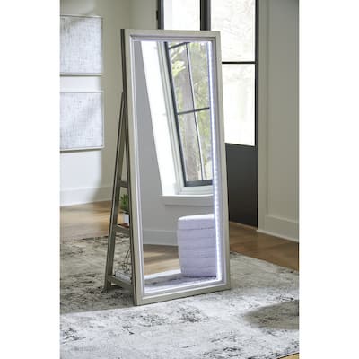 Signature Design by Ashley Evesen Gray Floor Standing Mirror with Storage - 28" W x 1.7" D x 66" H