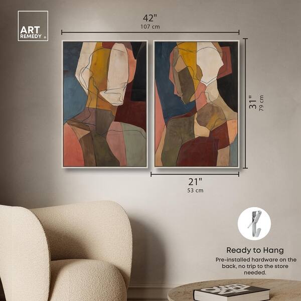 dimension image slide 8 of 24, Contemplation Dialogue Abstract Art Set Canvas Print by Art Remedy