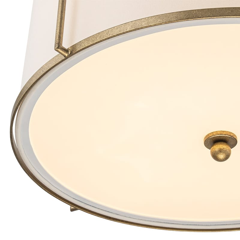 Mid-Century White Fabric Round Drum Cage Pendant Ambient Light