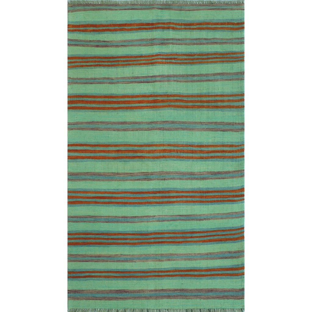 Winchester Flatweave Rohna Green/Rust Runner - 3'4" x 6'3"
