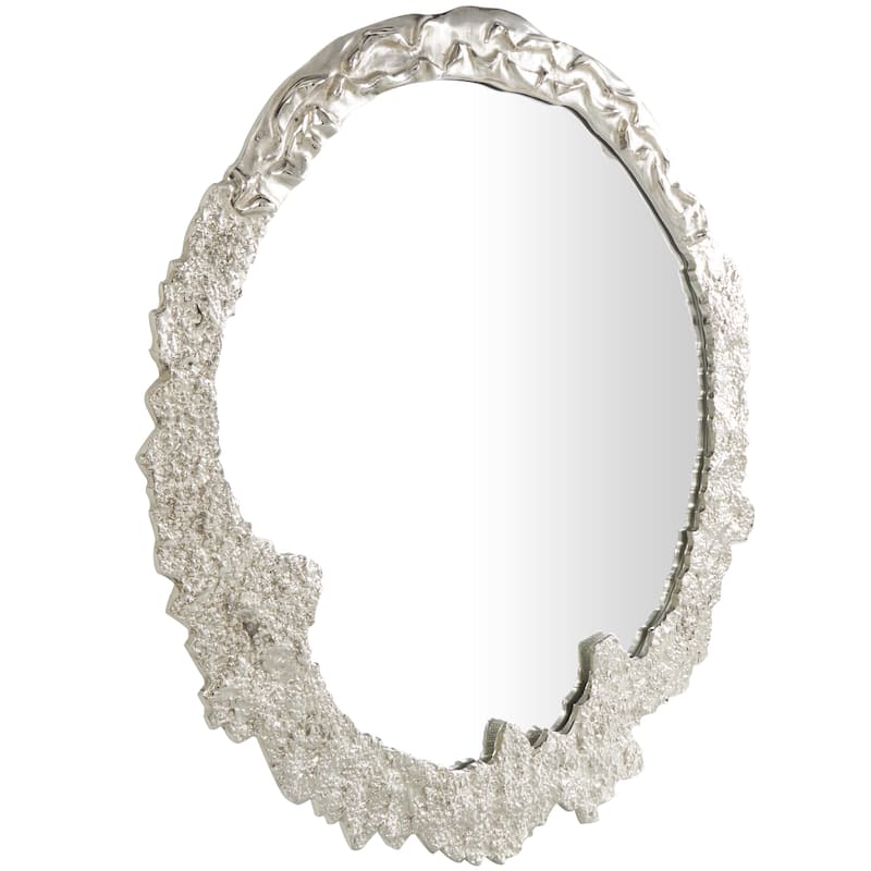 Aluminum Metal Abstract Wall Mirror with Unfinished Texture - Gold or Silver - Roche River Decor