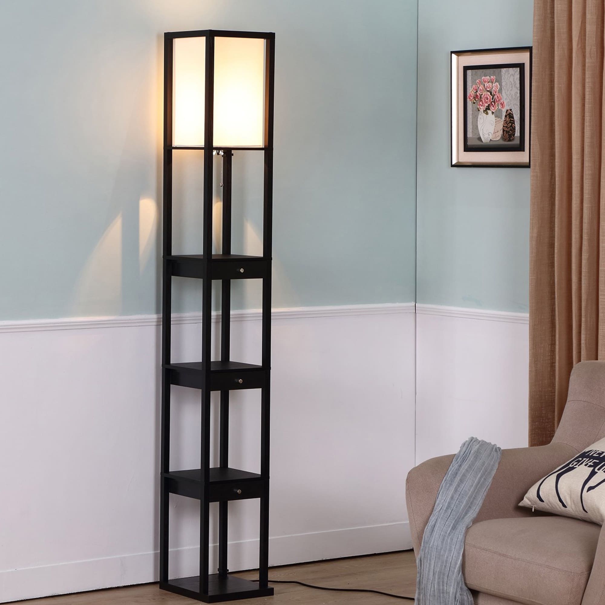 Square Floor Lamp With Drawers Brightech Maxwell 72 Traditional