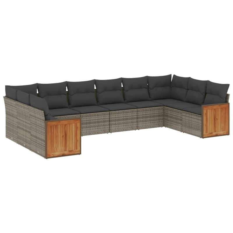 vidaXL Patio Sofa Set with Cushions Outdoor Conversation Furniture Poly Rattan