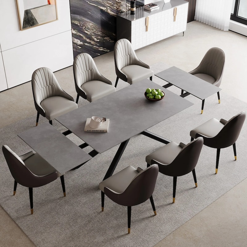 102.36 Inch Extendable Rectangular Sintered Stone Dining Table