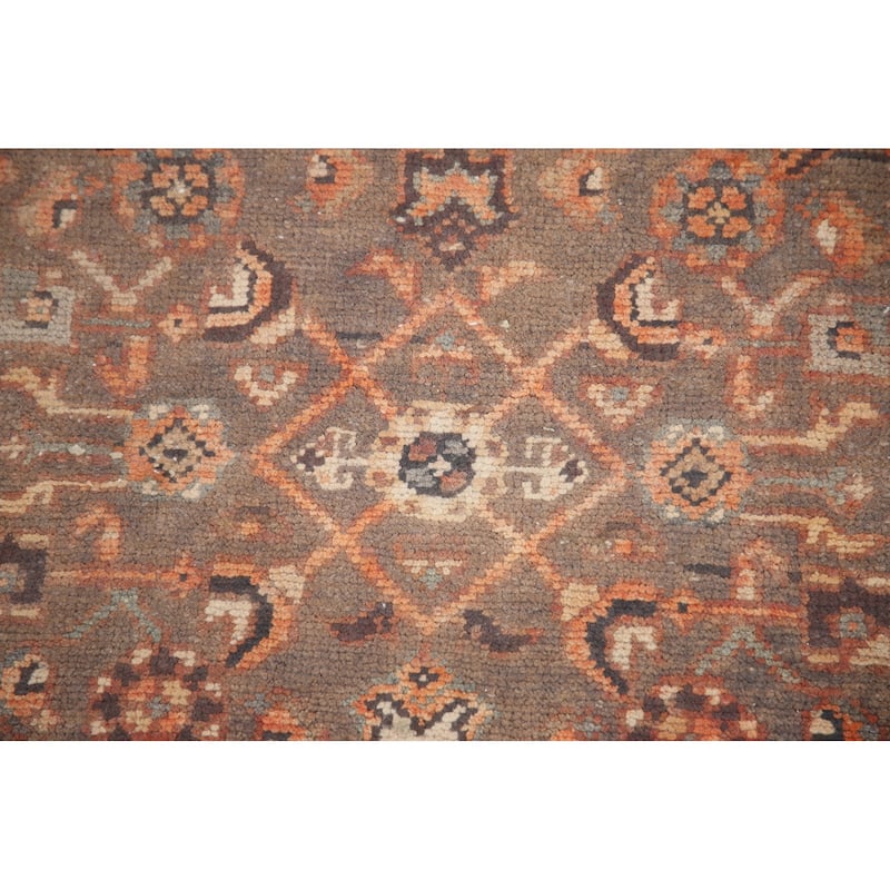 Hand Knotted Oriental 100% Wool Carpet Traditional All-Over Brown Malayer Runner Rug - 10' 8'' X 3' 5''