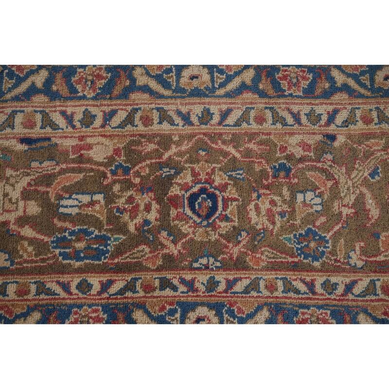 Traditional Pink Mashad Persian Vintage Rug Hand-Knotted Wool Carpet - 9'4" x 12'5"