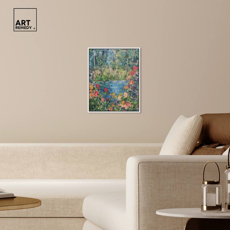 Art Remedy Serene Escape Framed Impressionism 1 Piece Canvas Wall Art /Monet And Van Gogh Inspired Art