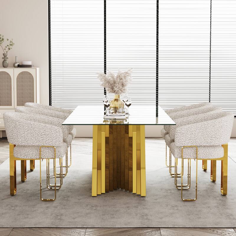 78 inch and 94 inch Glass Dinner Table Falcone Kitchen and Dining Table