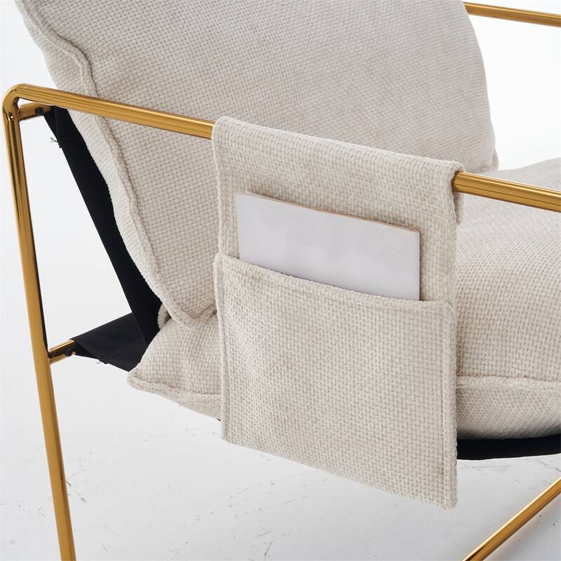 2 Sets 1 Case,Upholstered Hanging Armchair w/ Arm Pockets Metal frame